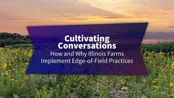 Cultivating Conversations against prairie flowers on edge of field