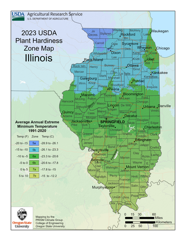 New USDA Hardiness Zone Map for Illinois