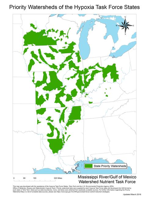 map of priority watersheds from EPA