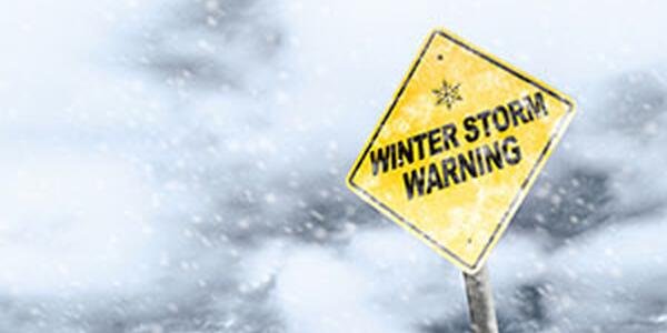 Winter storm warning sign