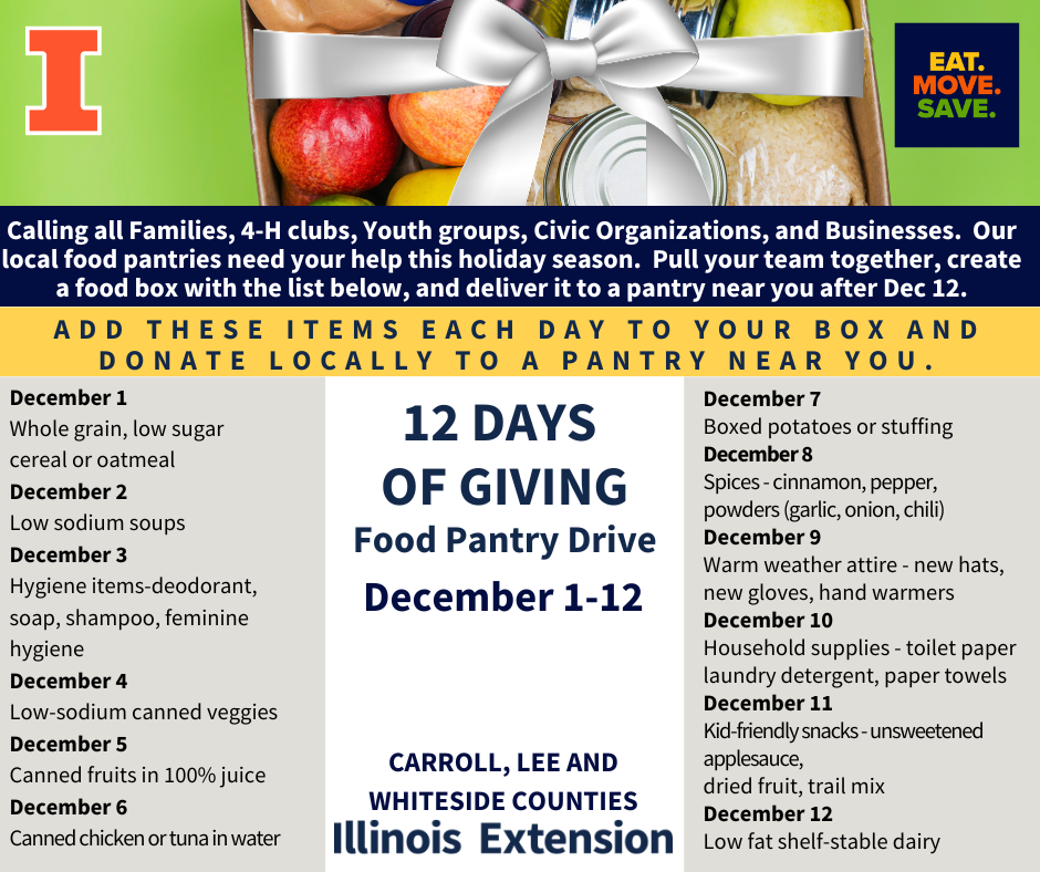 donation box of food to give to pantries this december
