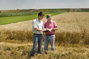 Scientists in field crops