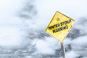 Winter storm warning sign