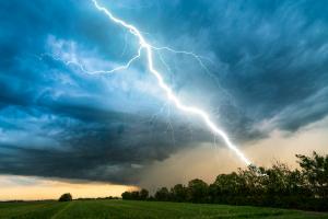 Lightening storm across the prairie