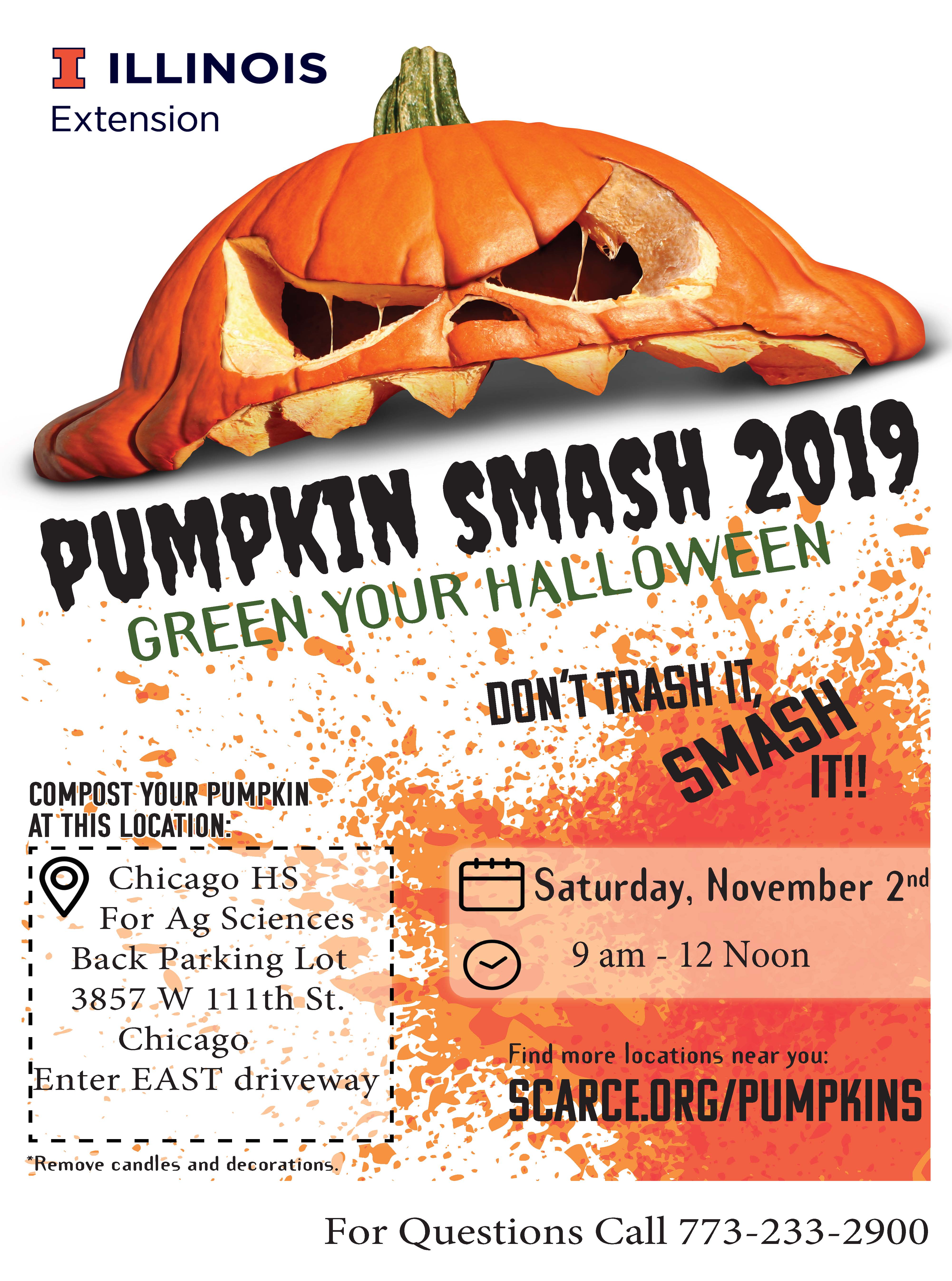 Green Your Halloween, Smashed Jack o Lantern announcing date, time and location