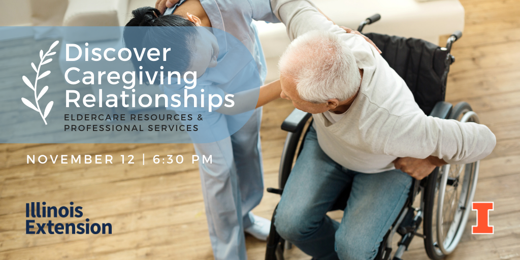 Discover care-giving relationships webinar Nov 12 at 6:30 pm addresses available eldercare resources.