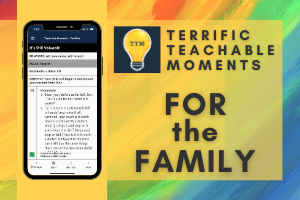 Smartphone on rainbow background. Terrific Teachable Moments for the Family. 