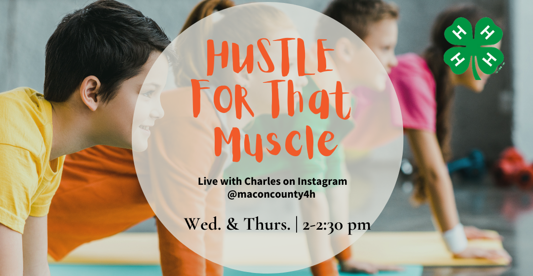 Kids exercising with orange text