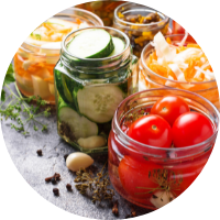 food in glass jars