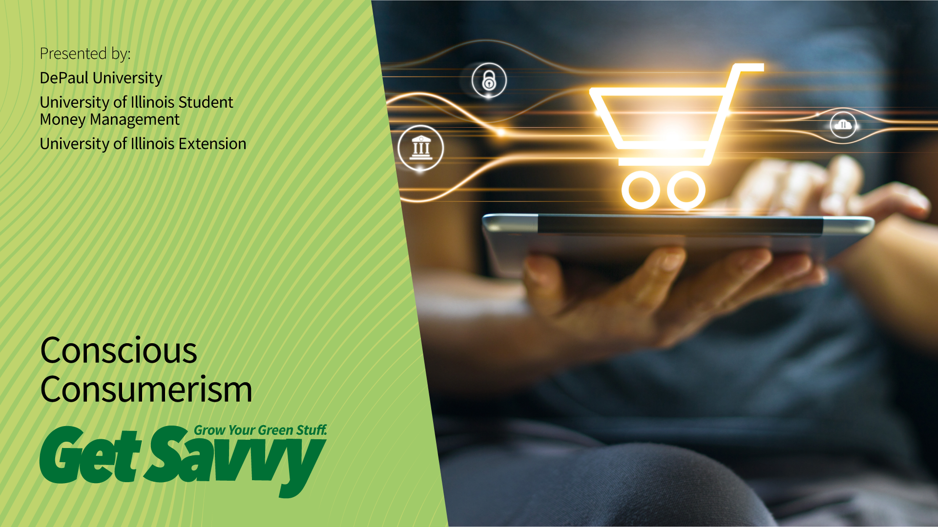 Get Savvy Infographic with person on tablet