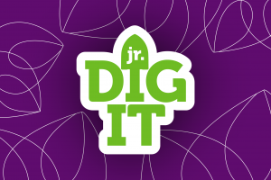 Dig it Jr. on purple background