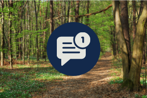 wooded area with navy blue with message symbol