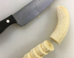 Banana sliced with knife