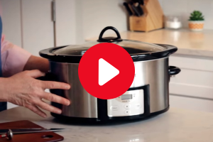 Screen shot of slow cooker with video play button