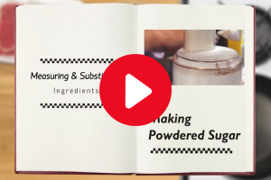 screen shot of video still "making powdered sugar"