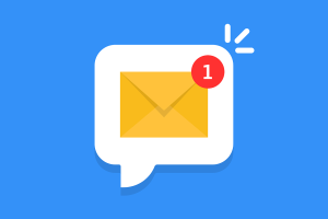 New email alert icon on blue background