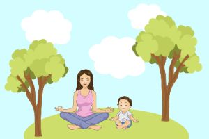 mother and child meditating