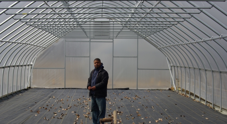 Kevin Lindley in one of his high tunnels