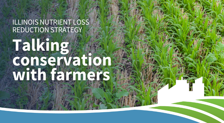 Graphic: Talking conservation with farmers over photo of cover crops