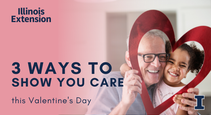an elderly man and a young girl holding a cutout heart around their face