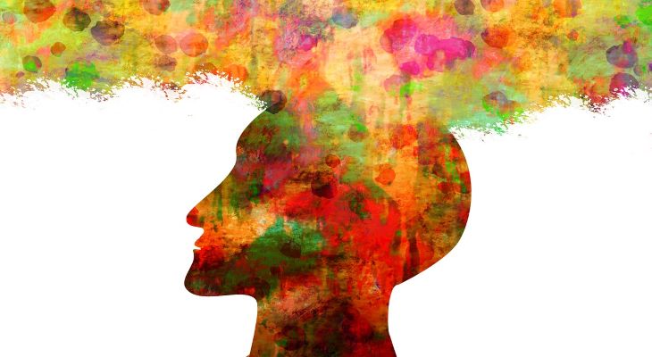 profile of head with watercolors