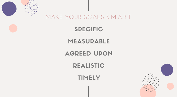 Make your goals SMART: Specific, Measurable, Agreed upon, Realistic, Timely