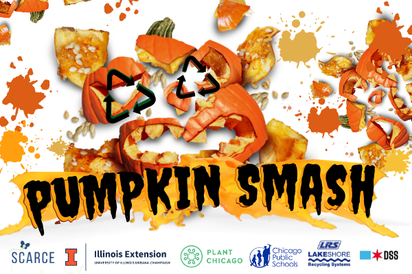""pumpkin smash event happening throughout chicago on saturday november 6 2021 from 10 am - 2 pm