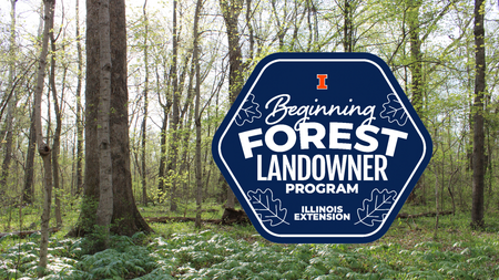 A forest with a beginning forest landowner program patch superimposed