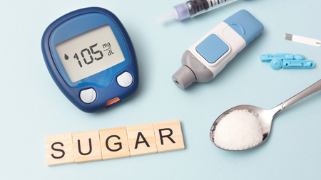diabetes symbols- sugar, counter