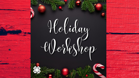 Holiday workshop with greenery, ornaments and candy canes