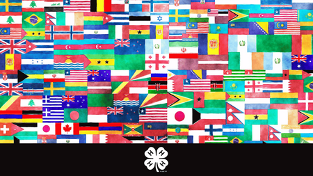 flags from around the world. white 4-H clover