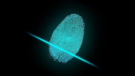 bright blue fingerprint