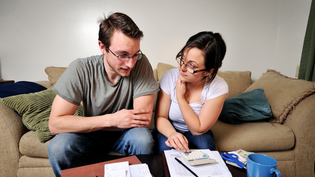 A couple looking over their finances