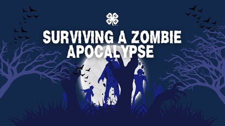 Surviving a Zombie Apocalypse, dark background with zombies in a spotlight