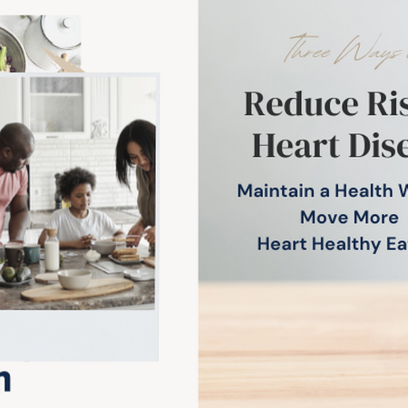 Image of family eating together and image of heart healthy foods, fruit, whole grain foods, oatmeal, waffles. Image of building wooden blocks with wellness images of blood, stethoscope, first aid, bandage. University of Illinois Extension branding and logo