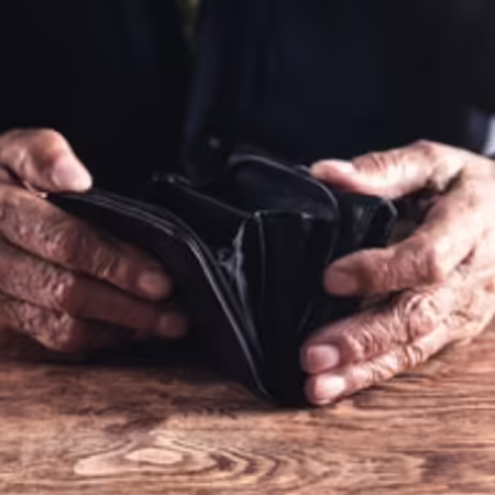  hands holding empty wallet