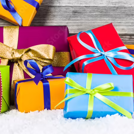 boxes brightly wrapped with bows