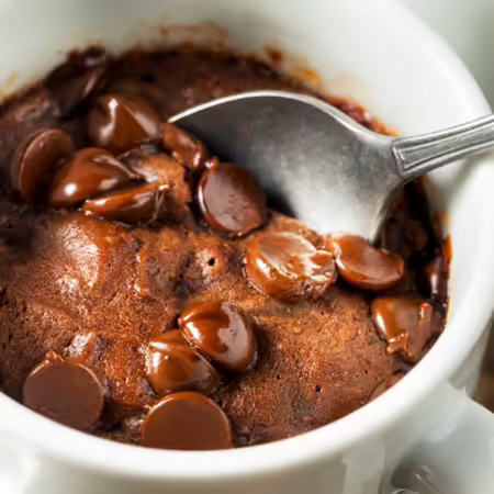 Chocolate muffin made in a mug
