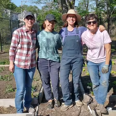 a group of ladies in the garden