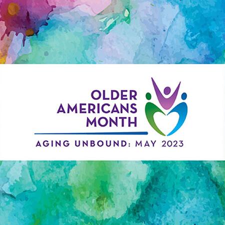 water color background with Older Americans Month on it