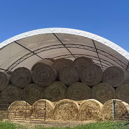 hay in a hoop barn