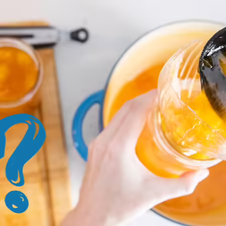 Pour jam into jar 