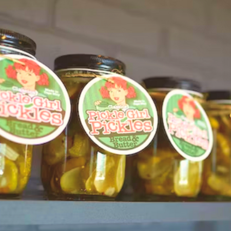 jars of pickles on a shelf