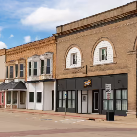 Downtown buildings in Cambridge, Illinois