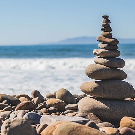 Balanced rocks on beach