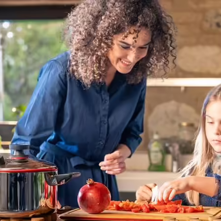Family cooking together