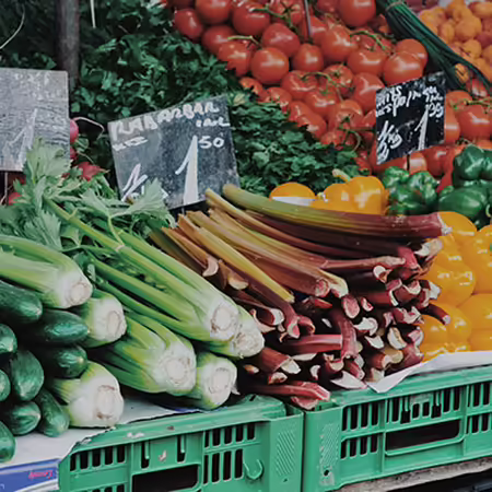 vegetables at a farmers market