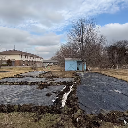 thick black plastic covering ground