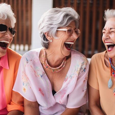 three ladies laughing