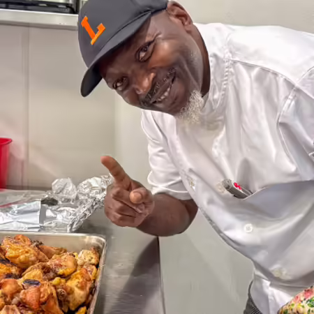 Chef Adonis Jackson preps chicken wings